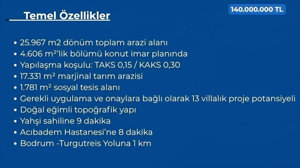 BODRUM BAĞLA MEVKİİ KONUT İMARLI + MARJİNAL TARIM ARAZİSİ - 12